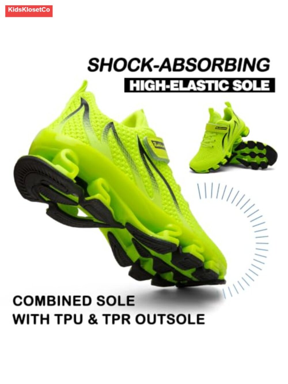 Boys Athletic Running Sneakers Hook-and-Loop Breathable Mesh Sports Shoes - Picture 4 of 6
